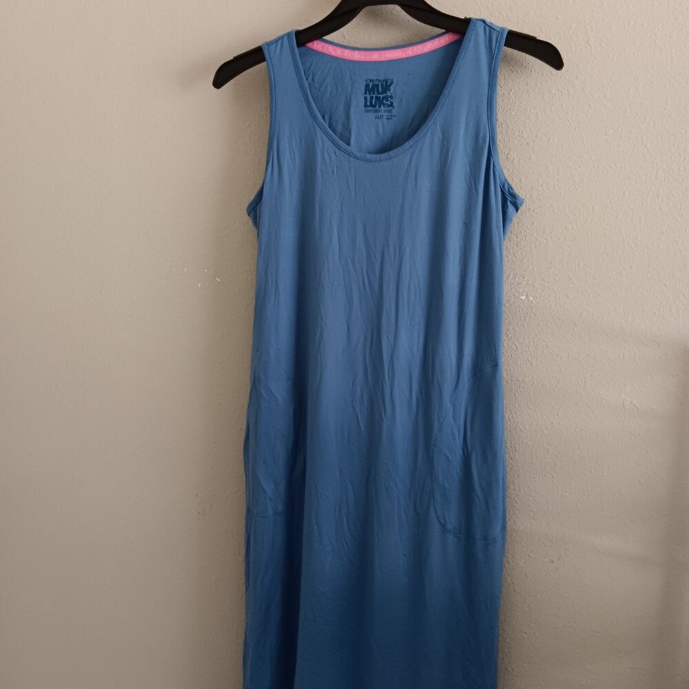 MUK LUKS Cloud Knit Midi Dress - Blue Sz M a67781